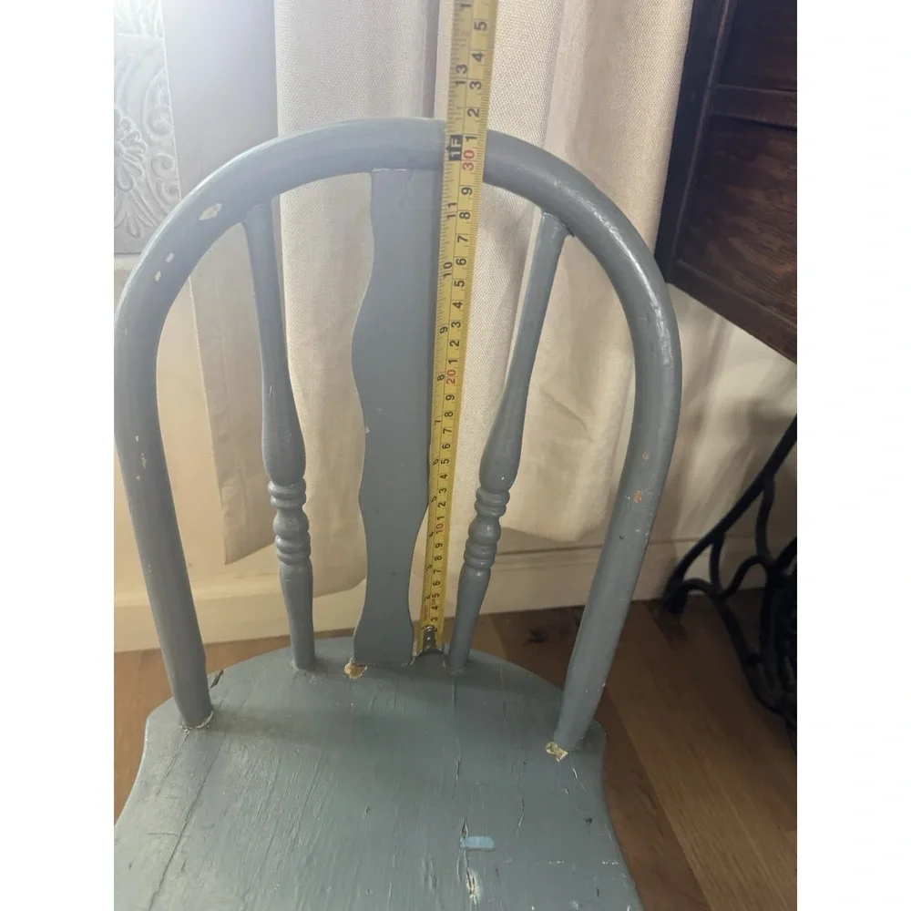 Antique Vintage Children's Curved Back Chair Wood Small Sample Early American
